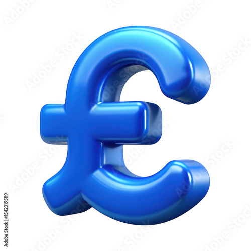 3d render of a blue pound sterling symbol isolated on transparent background