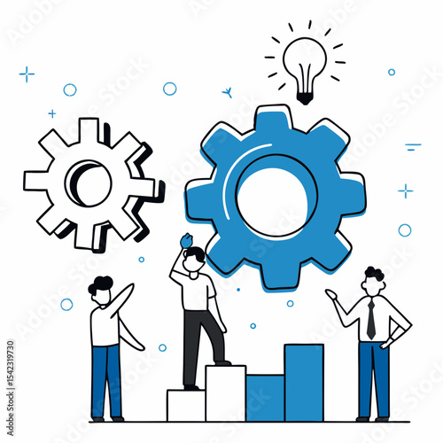 Strategic Business Operations and Problem Solving Vector Illustration with Team Collaboration


