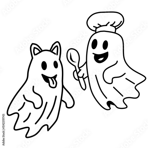 ghost cartoon illustration, Halloween Ghost
