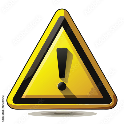 A yellow triangular warning sign with an exclamation mark indicates caution for an impending road hazard