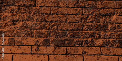 Background texture of an old, deteriorating wall, given a striking reddish-brown treatment for a modern, artistic feel with a dark edge.
