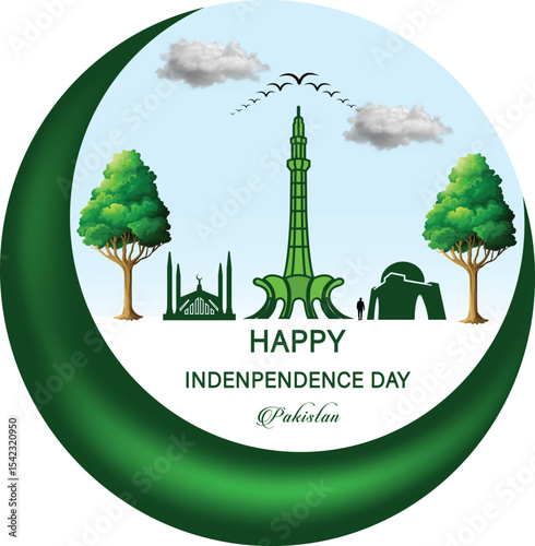Pakistan Independence Day with vector illustration 