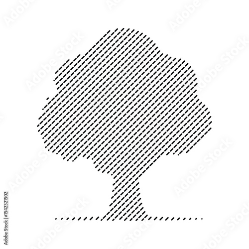 Minimal Tree Silhouette with Diagonal Lines – Abstract Vector Tree Illustration
