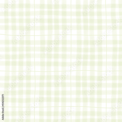 Sage Green Plaid Gingham Madras Check Hand Drawn Background Pattern Overlay