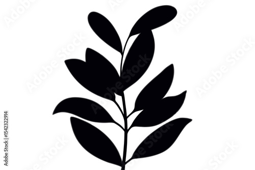 Stylish Black Silhouette of Growing Plant Sprout Art