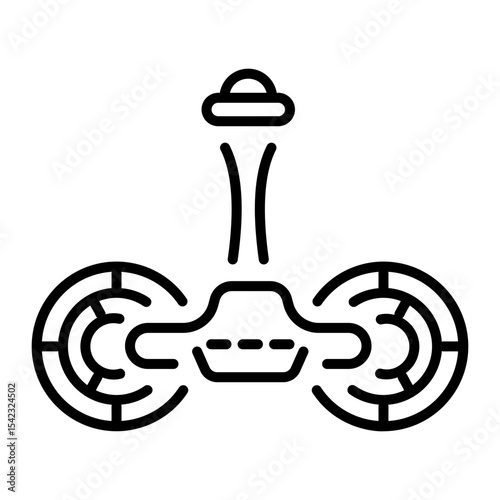 A line style icon showing angular momentum