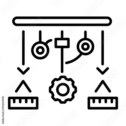 An outline style icon depicting pulley system