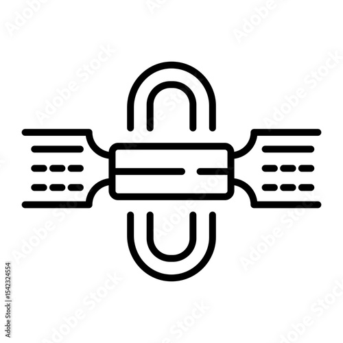 A linear style icon representing magnetic coil
