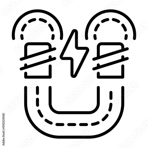 An outline style icon depicting magnetic induction