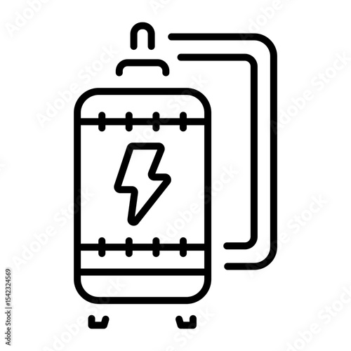 A line style icon showing battery  