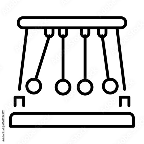 A linear style icon representing newton cradle  