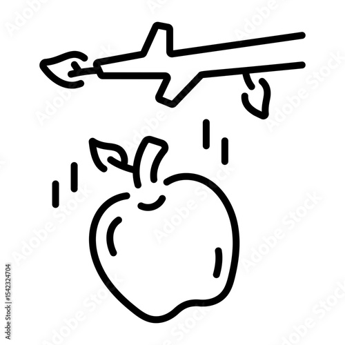A line style icon showing gravitation  