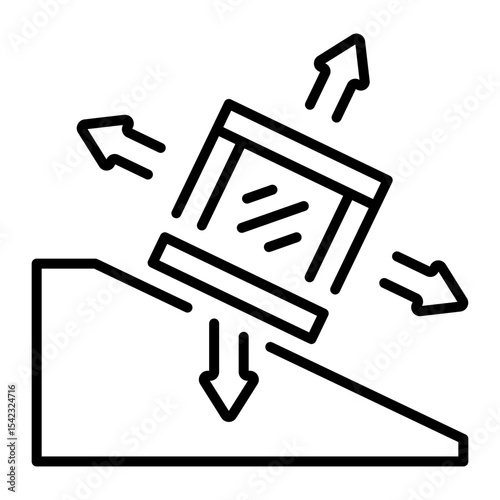 An outline style icon depicting frictional force  
