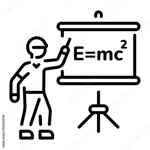 A linear style icon representing einstein formula  