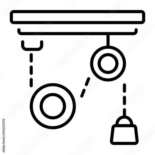 A line style icon showing pulley lift  