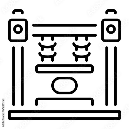 A linear style icon representing hydraulic press 