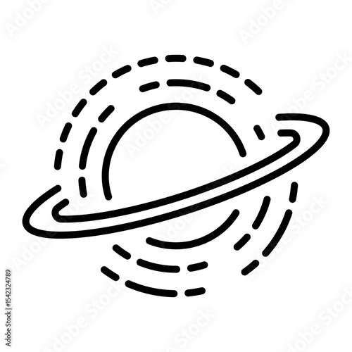 A linear style icon representing black hole  