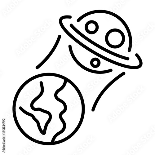 A line style icon showing planet gravity  
