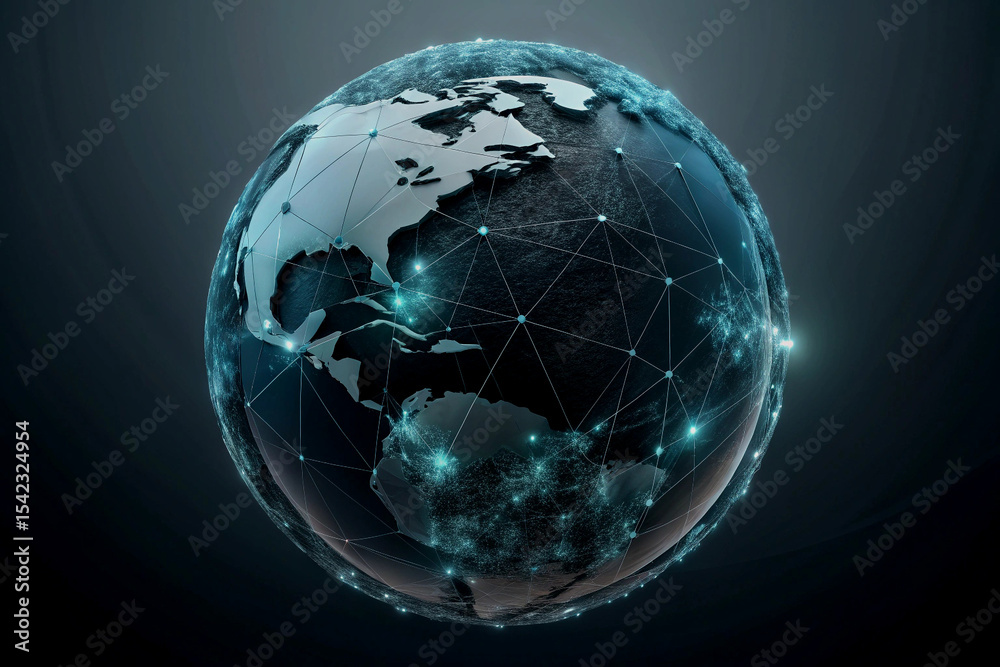Fototapeta premium Abstract 3d globe with network connections representing global connectivity and communication