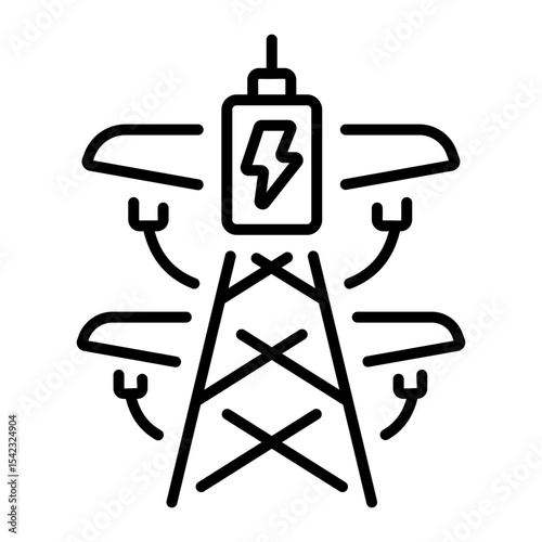 A linear style icon representing electric tower  