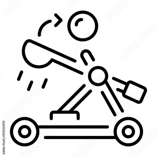 A linear style icon representing projectile motion  