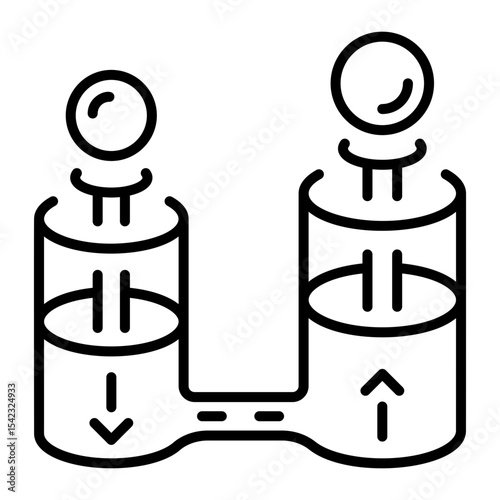 A line style icon showing hydraulic system  