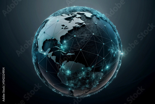 Abstract 3d globe with network connections representing global connectivity and communication