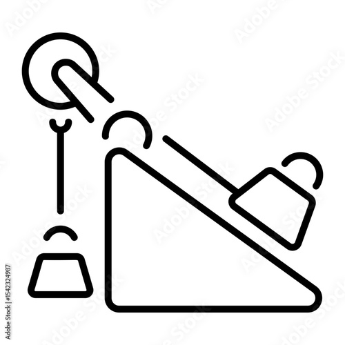 An outline style icon depicting inertia physics 