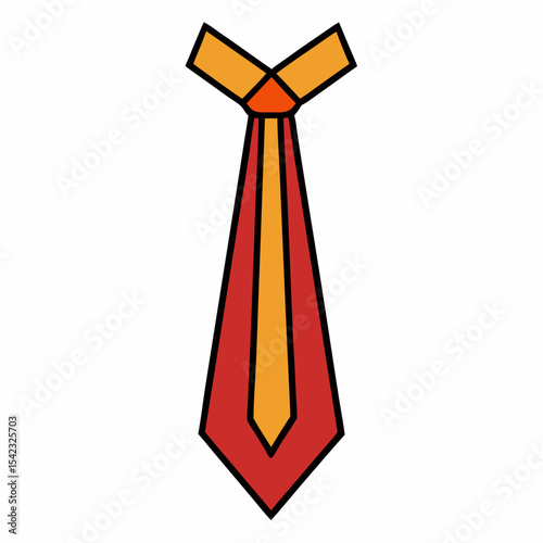 Simple red and orange necktie icon illustration