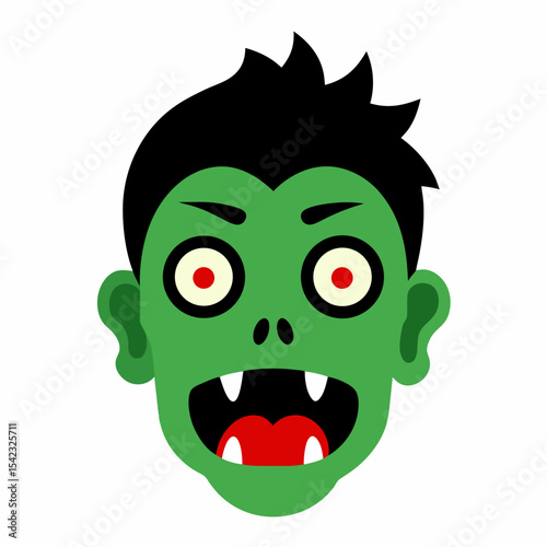 Cartoon green zombie boy halloween face