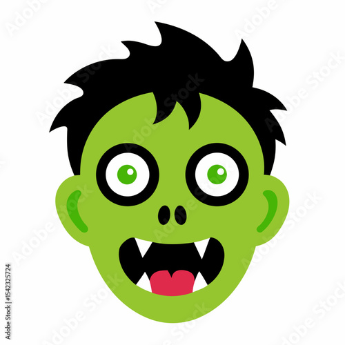 Cute cartoon zombie boy face halloween illustration