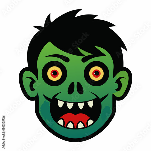Cartoon zombie boy head halloween illustration