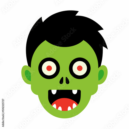 Cartoon zombie boy face halloween illustration