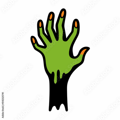 Cartoon green zombie hand halloween illustration