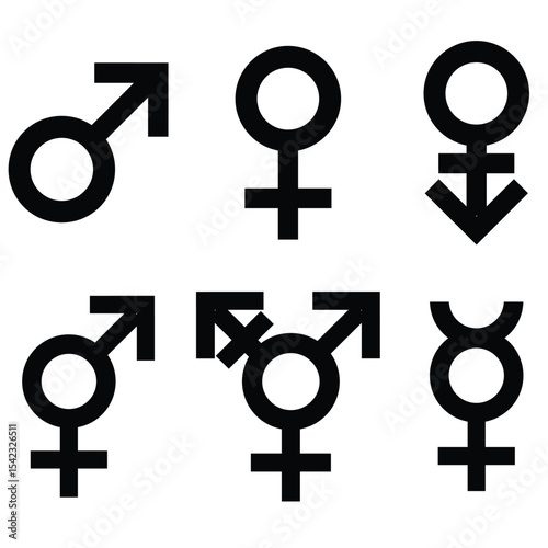 gender set symbol isloated on a white background