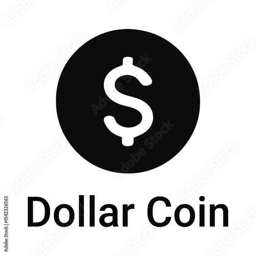 Dollar Coin Icon – Financial Currency Symbol in Flat Black Vector Style