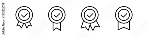 Badge icon. Award sign vector set. Achievement sign set. Checkmark prize reward badge. Winner best reward isolated icon set.