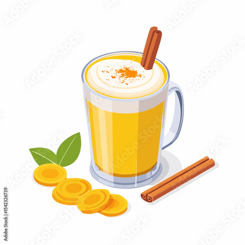 Golden Turmeric Latte with Cinnamon and Carrot Slices