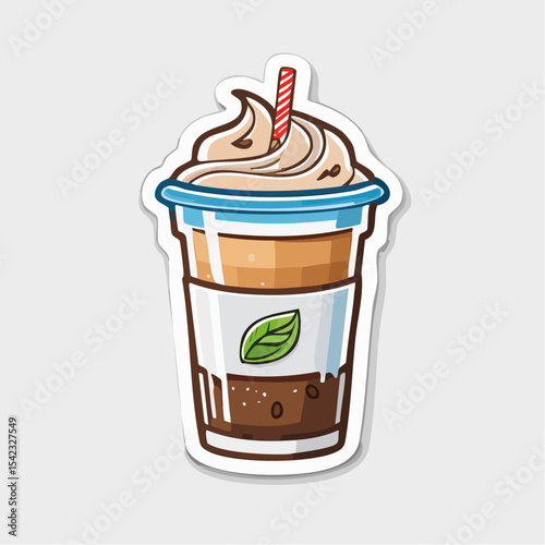Iced Coffee with Whipped Cream in a Plastic Cup