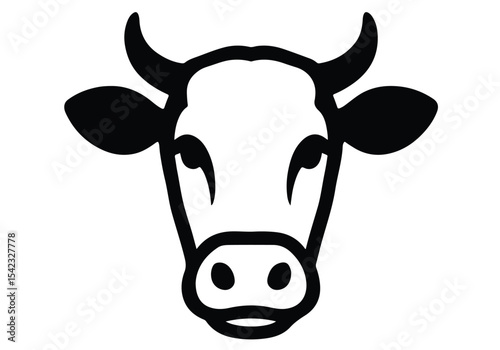 A clean modern vector of a cow head ideal for logos or agriculture and farm related designs.