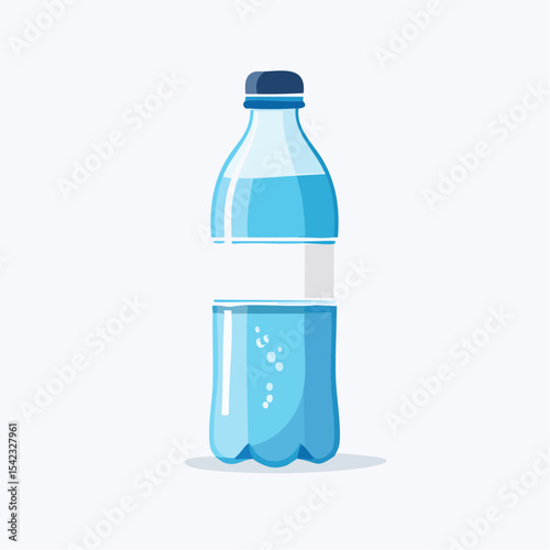 Light Blue Plastic Water Bottle on White Background