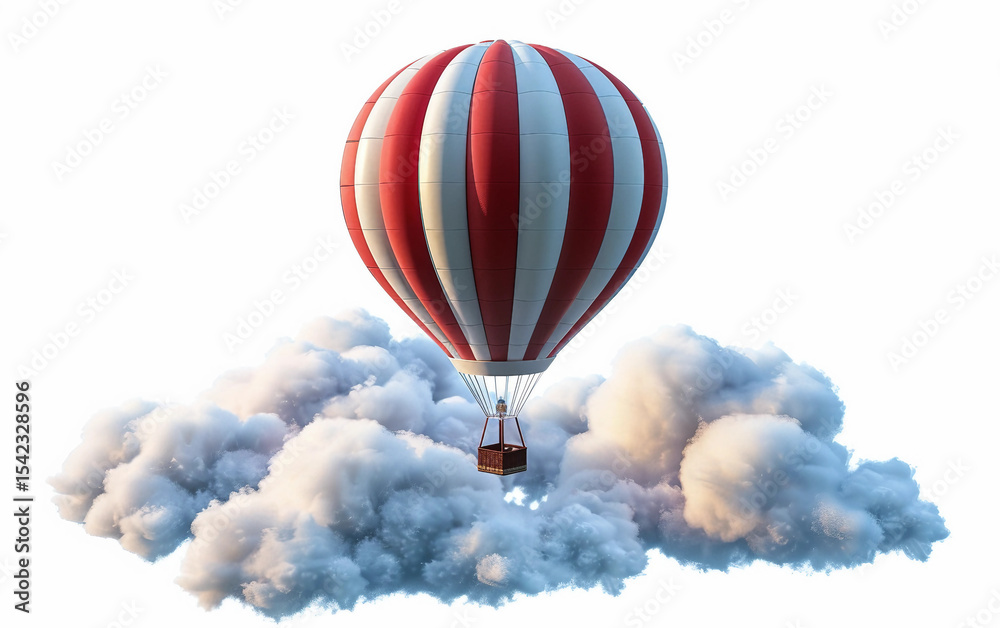 Fototapeta premium Peaceful Journey Through the Sky in a Colorful Hot Air Balloon