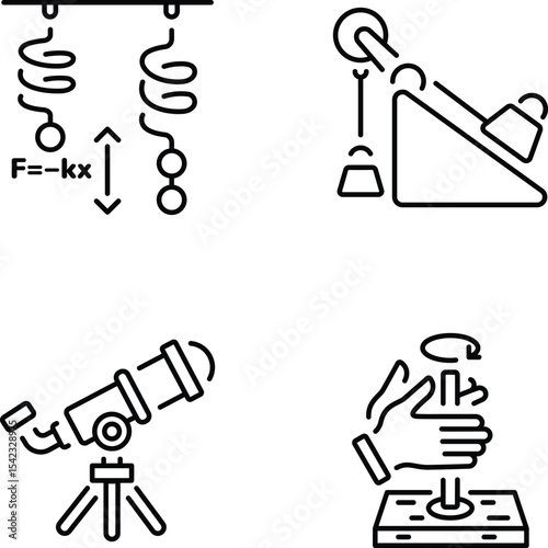 Set of Practical Physics Line Style Icons 


