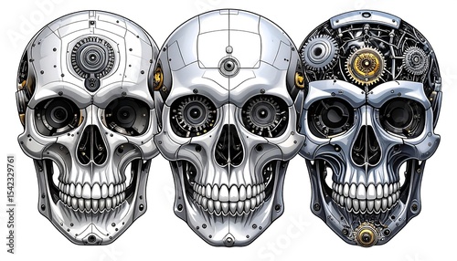 Robotic Skulls with Mechanical Heads.