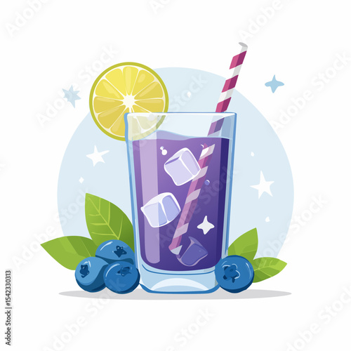 Refreshing Blueberry Lemonade with Ice and Lime