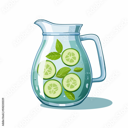 Refreshing Cucumber Mint Infused Water in Glass Pitcher