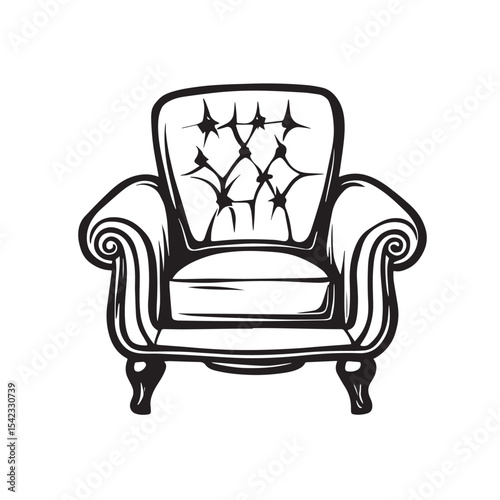 Hand-Drawn Vintage Chair or armchair Design 