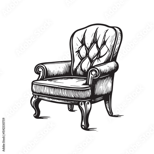 Hand-Drawn Vintage Chair or armchair Design 