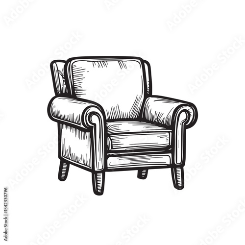 Hand-Drawn Vintage Chair or armchair Design 
