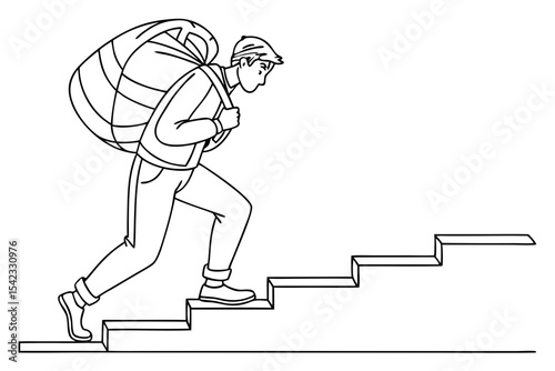 Symbolic Line Drawing of Perseverance and Effort